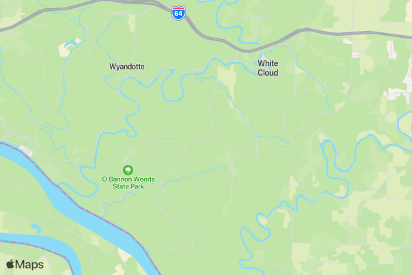 5K Hellbender Hustle Woodrat Walk -O'Bannon Woods location map image