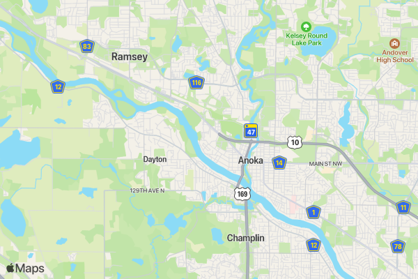 Anoka Family Fun Run location map image