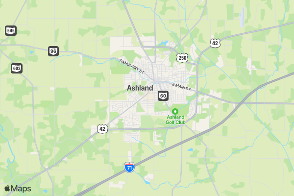 Ashland University Homecoming 5K location map image