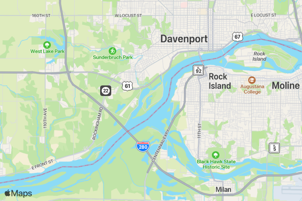 Aurora's Kickin' Kawasaki 5k - Davenport, Iowa location map image