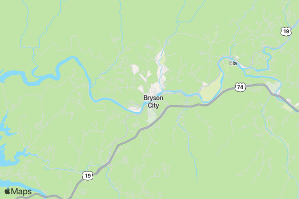 Bryson City Moonlight 5k and Mile Fun Run location map image