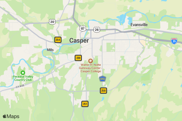 Casper College Dog Trek location map image