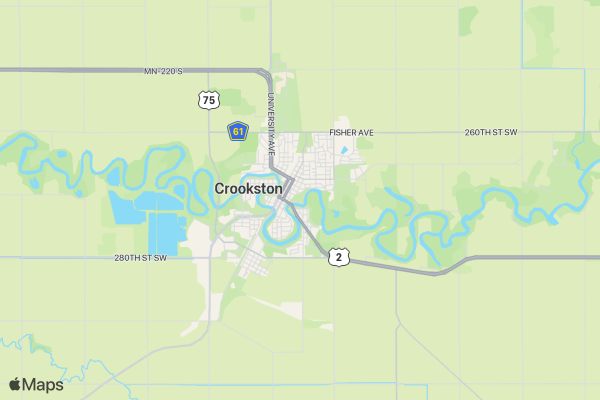 Crookston March 28 and 29 location map image