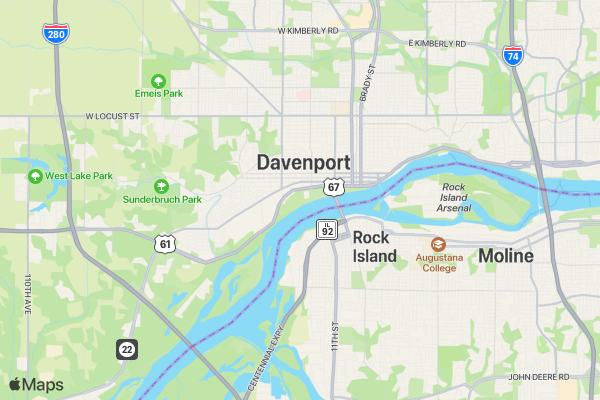Davenport Hot Cider Hustle Half Marathon & 5K location map image