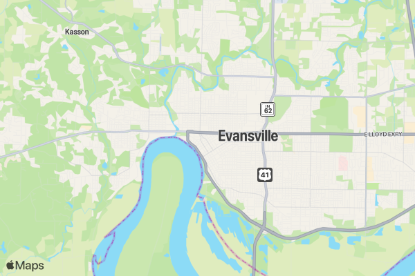 Evansville Half Marathon location map image