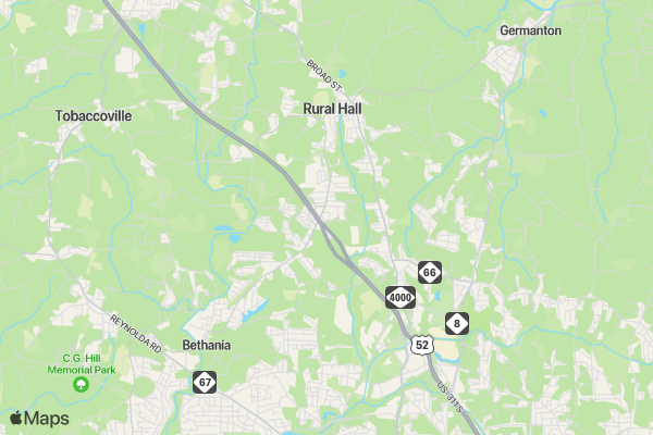 Flat and Fast Rural Hall 5K/10K location map image
