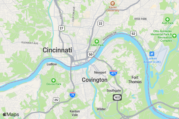Girls on the Run of Greater Cincinnati 5K location map image