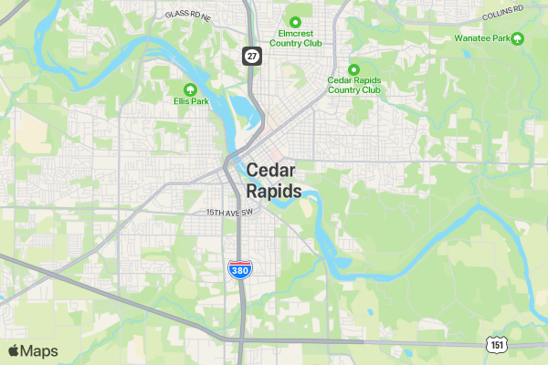 Hot Hustle-Cedar Rapids Half Marathon, 5k and 10K location map image