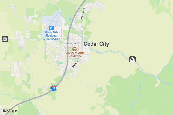 Iron County Children's Justice Center Fun Run 5k location map image