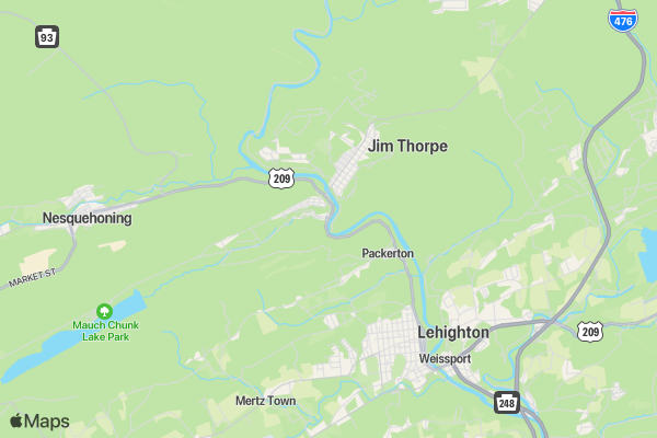Jim Thorpe Area Running Festival location map image