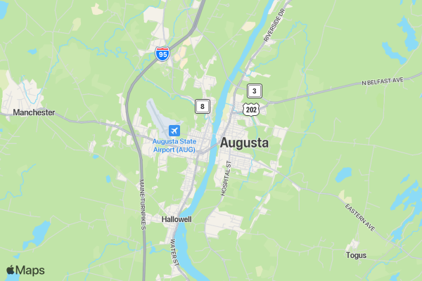 Kennebec River Rail Trail Half Marathon & 5K and Half Marathon Relay location map image
