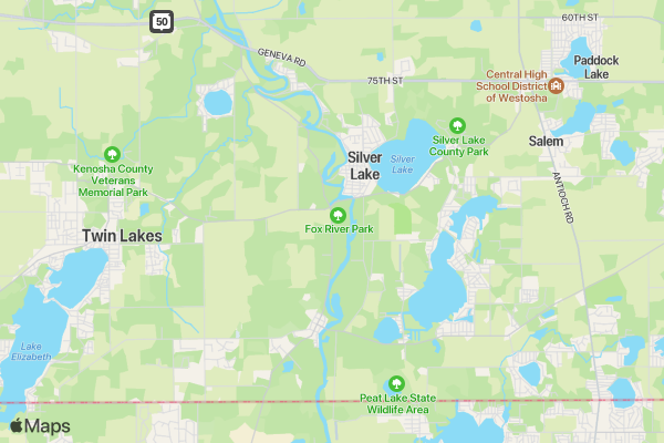 Kenosha County Park Summer Trail Running Series -- Fox River Park location map image