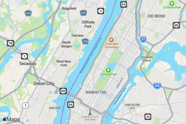 Legs Miserables NYC location map image