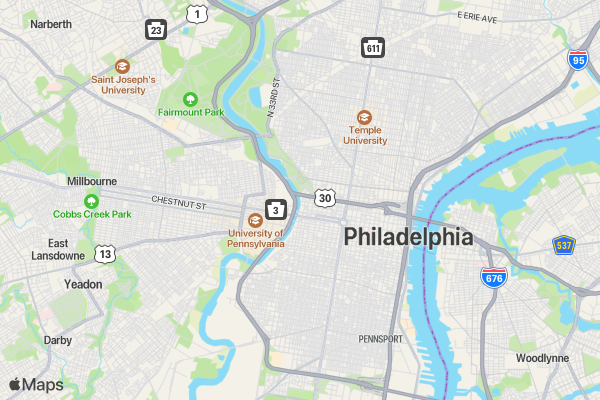 Legs Miserables PHILADELPHIA location map image