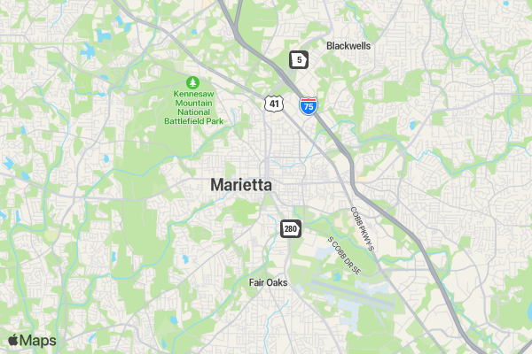 Marietta Mardi Gras 5K location map image