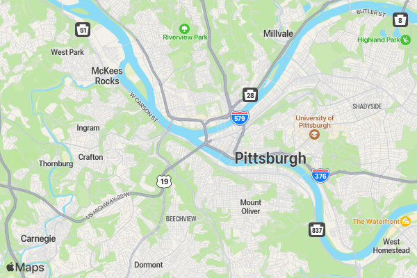 Mystery N Mayhem 5K - Pittsburgh location map image