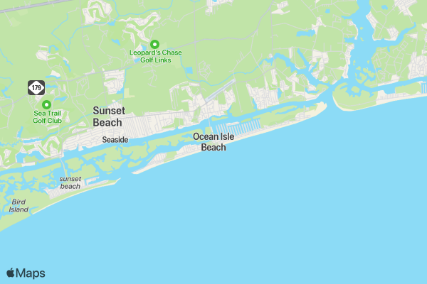 Ocean Isle Beach Bridge - Run for Food 1/2 Marathon 10K & 5K location map image