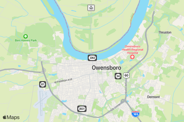 Owensboro Run for Diabetes Awareness location map image