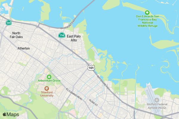 Palo Alto Weekly Moonlight Run location map image