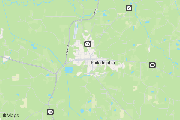 Philadelphia Mississippi Hog Wild Run  location map image