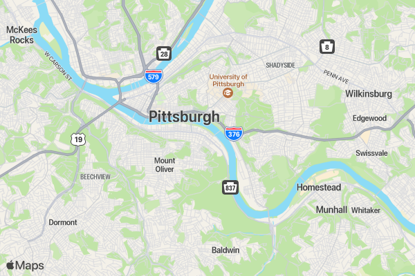 Pittsburgh Undy Run/Walk location map image