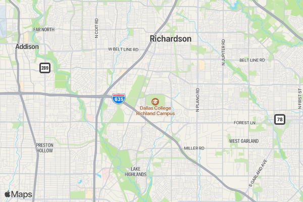 Richland College 5k for Breast Cancer Screenings location map image