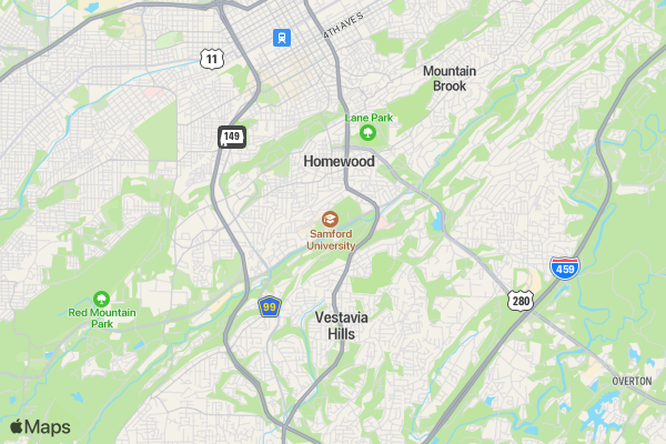 Samford Zombie Fun Run location map image
