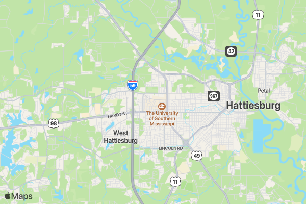 Southern Miss Color Run 5K location map image