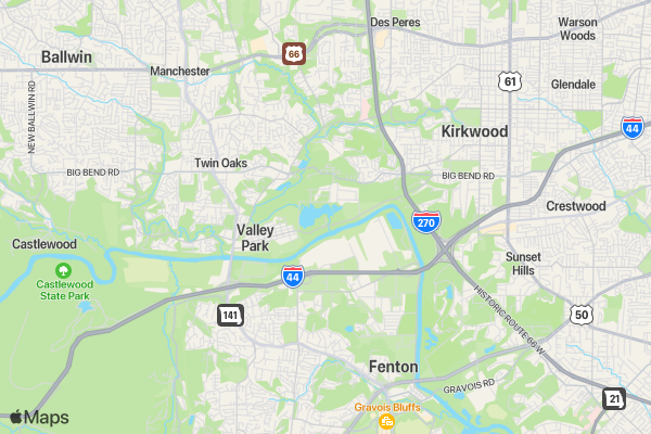 STL Open Water Sat. 7/15/17 location map image