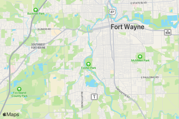 Subaru of Fort Wayne Dog Days of Summer 5K Walk & Run location map image