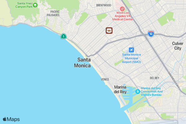 The Freeway-Pryor Cashman 5k Run Santa Monica location map image