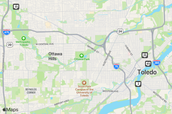 Toledo Nite Glo 5k location map image