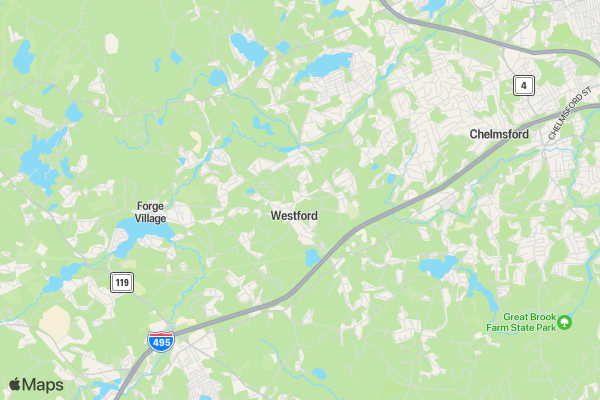 Westford Track and Trail Fun Run location map image