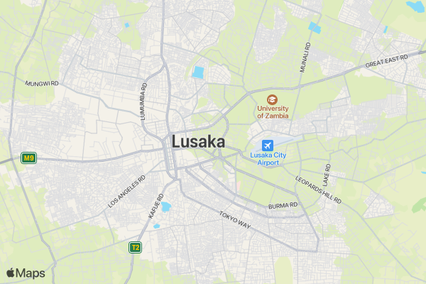 Zambia's Race2Beat COVID-19 location map image