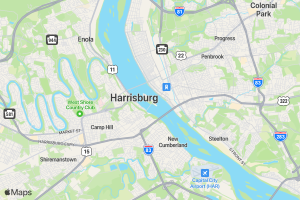 ZERO Prostate Cancer 5k-Harrisburg location map image