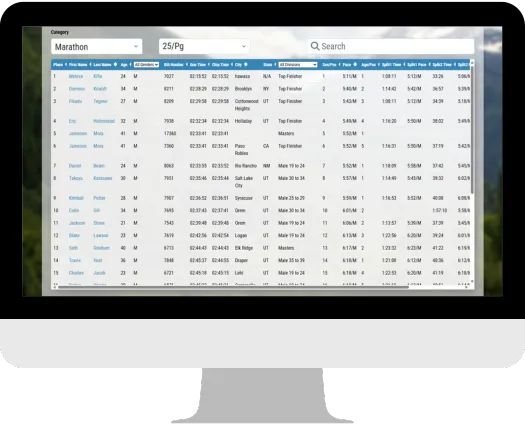 live race results advanced searchable results